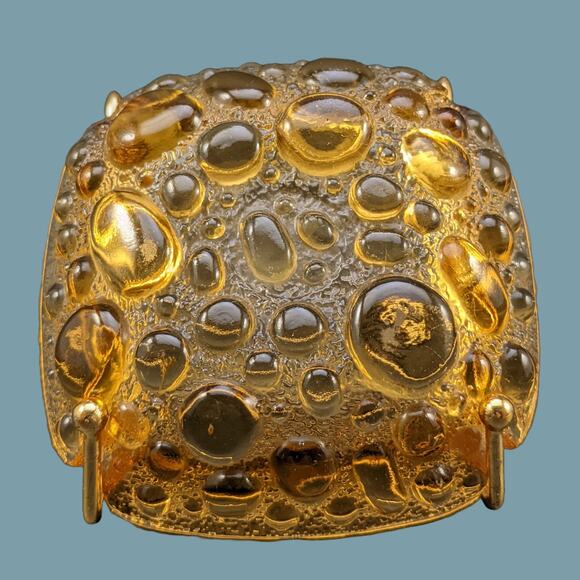 Vintage MCM Gold "Pebble Beach" Ashtrays by Libbey Glass, Set of Two - Picture 4 of 5